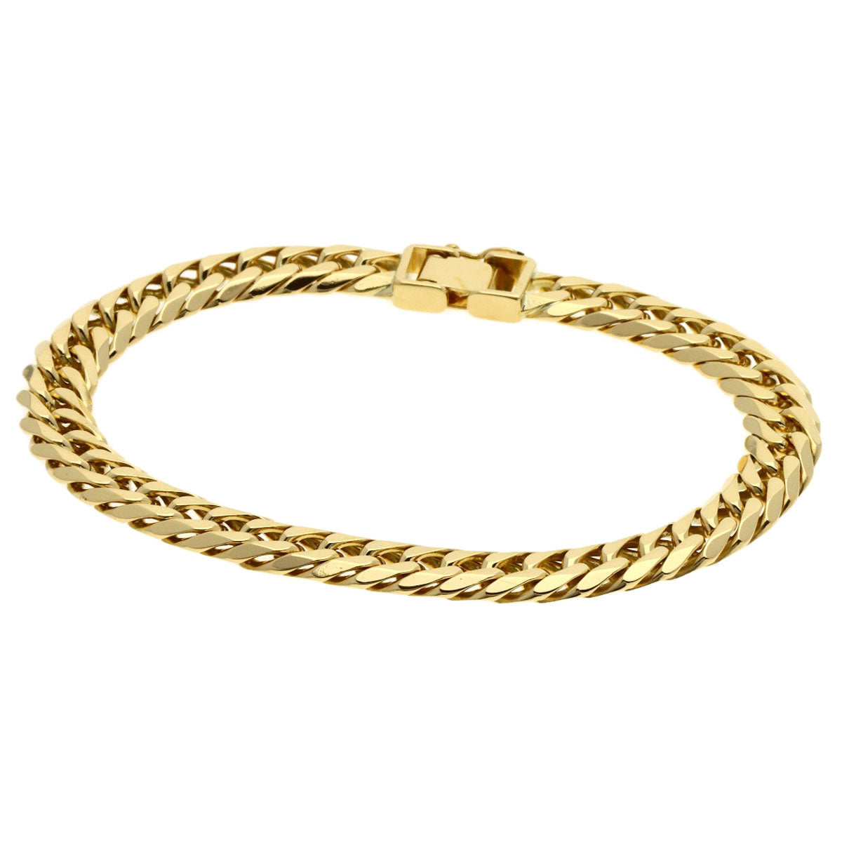 Curb chain Kihei 6 sides Bracelet K18 Yellow Gold 28.4g　mens