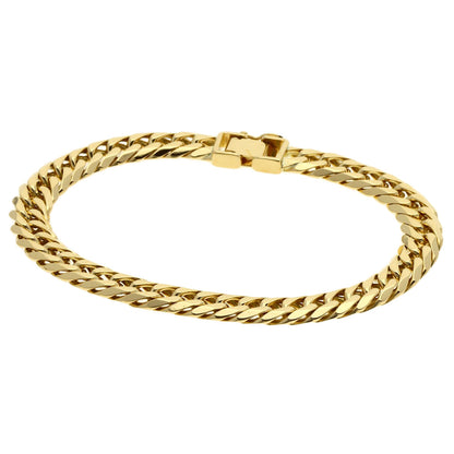 Curb chain Kihei 6 sides Bracelet K18 Yellow Gold 28.4g　mens