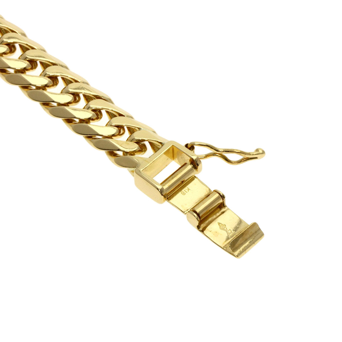 Curb chain Kihei 6 sides Bracelet K18 Yellow Gold 28.4g　mens