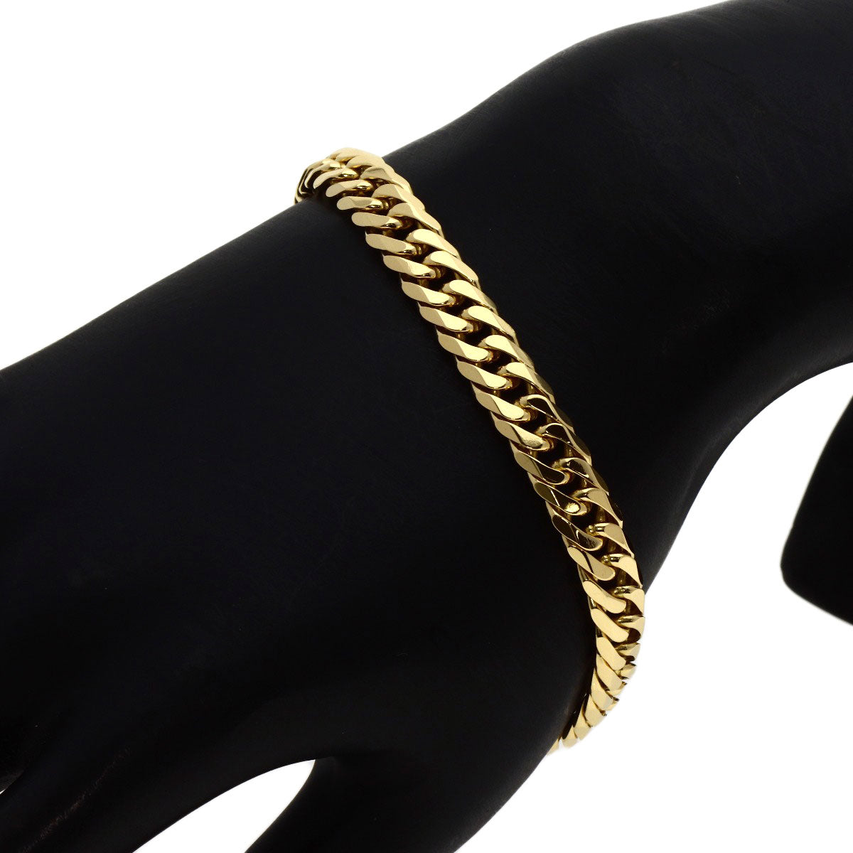 Curb chain Kihei 6 sides Bracelet K18 Yellow Gold 28.4g　mens