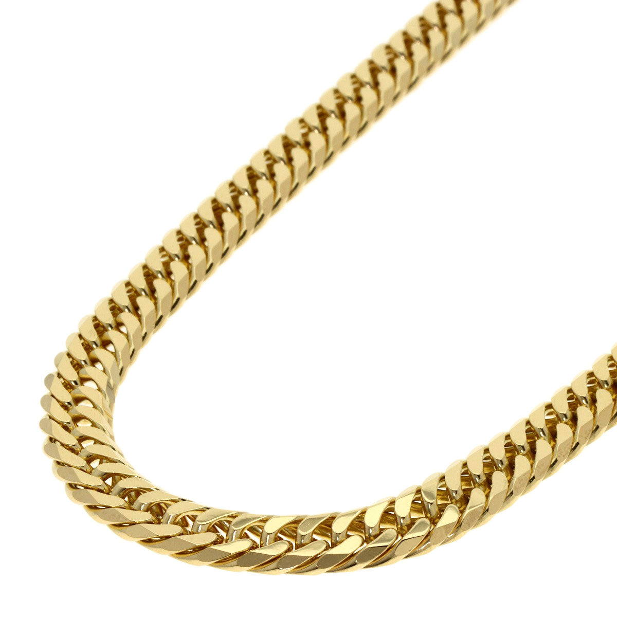 Curb chain Kihei 6-sided double Necklace K18 Yellow Gold 110.9g　mens