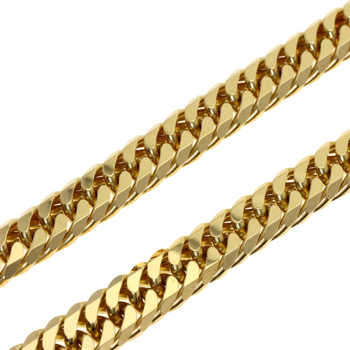 Curb chain Kihei 6-sided double Necklace K18 Yellow Gold 110.9g　mens