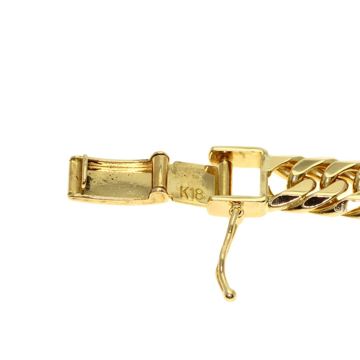Curb chain Kihei 6-sided double Necklace K18 Yellow Gold 110.9g　mens
