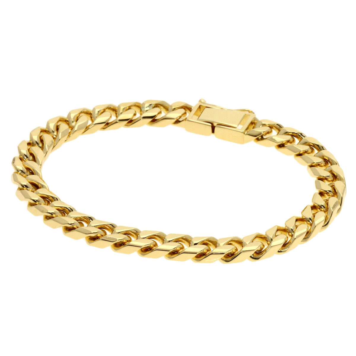 Curb chain Kihei 8 sides Bracelet K18 Yellow Gold 48.8g　mens