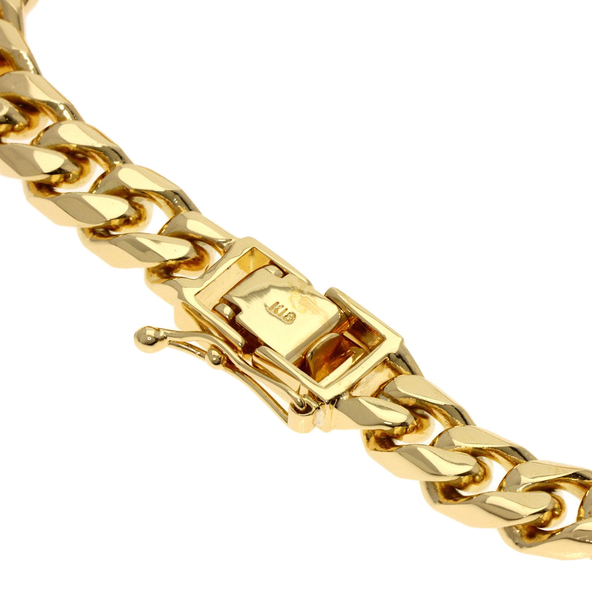 Curb chain Kihei 8 sides Bracelet K18 Yellow Gold 48.8g　mens