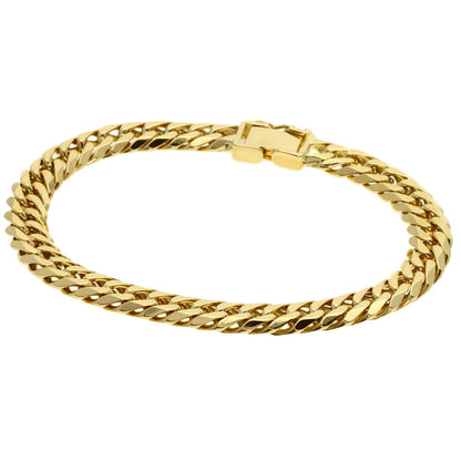 Curb chain Kihei 6-sided double Bracelet K18 Yellow Gold 28.2g　mens