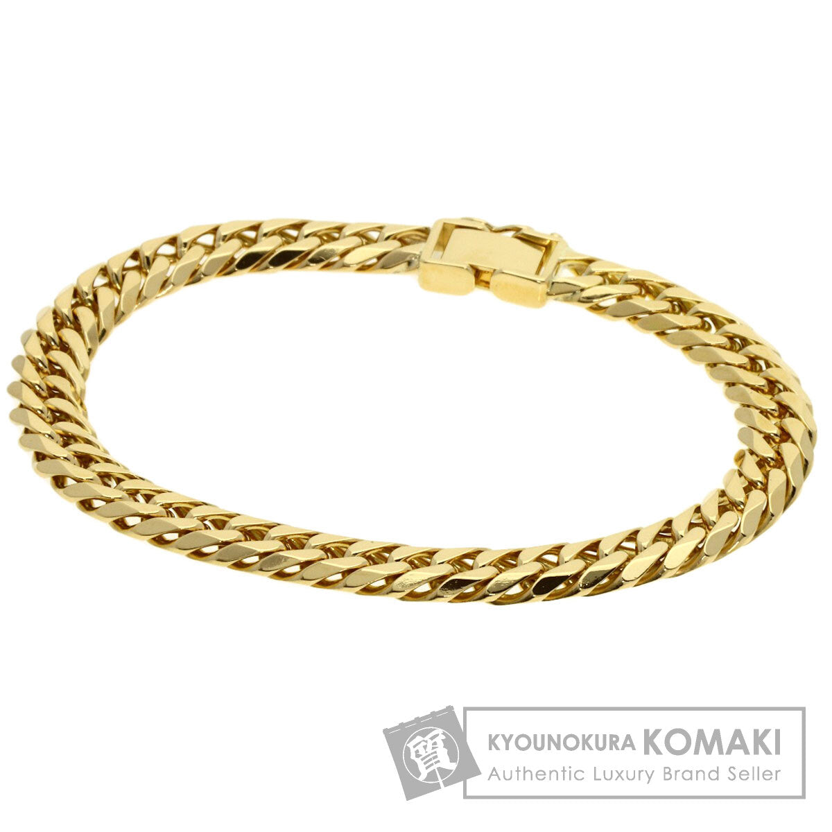 Curb chain Kihei 6-sided double Bracelet K18 Yellow Gold 28.2g　mens