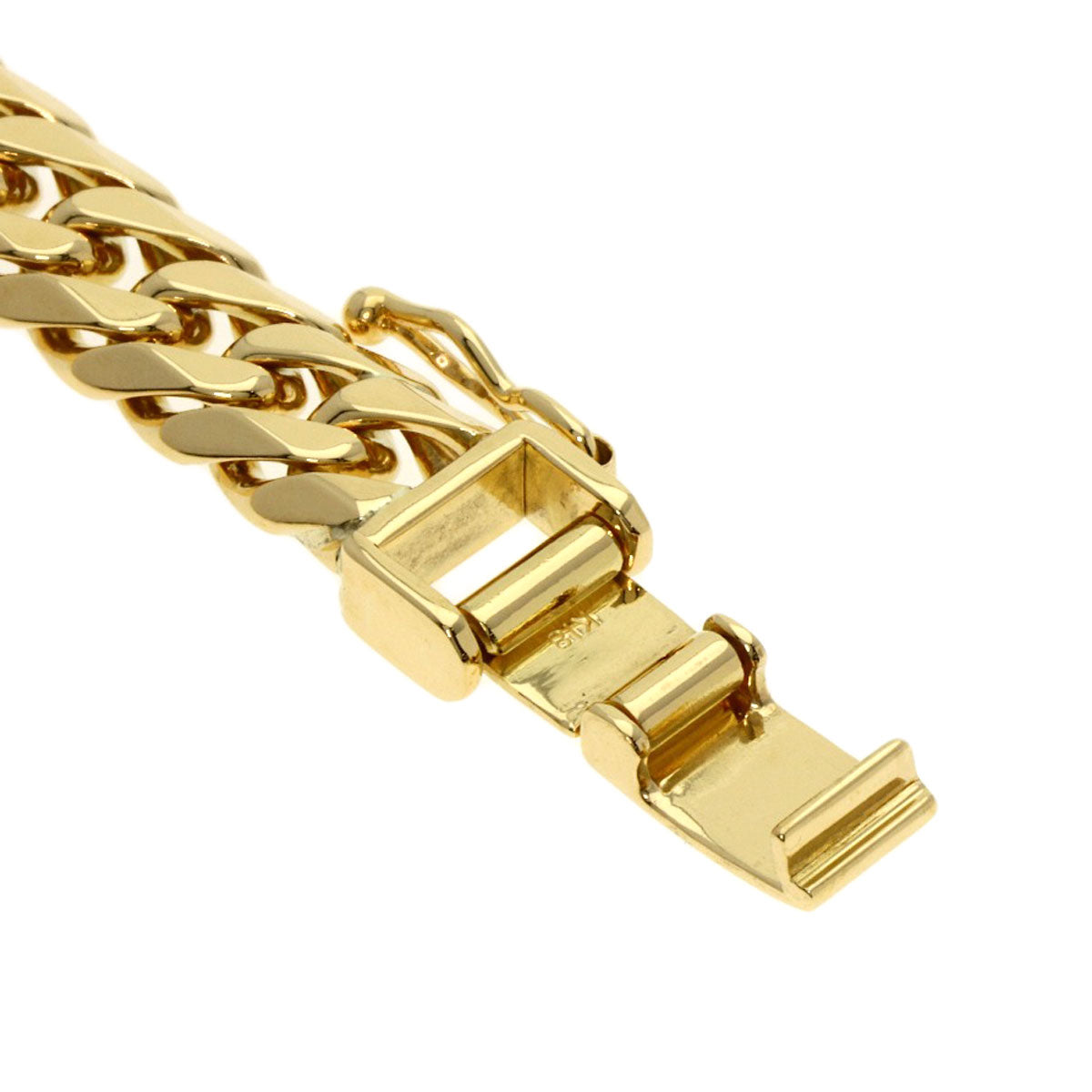 Curb chain Kihei 6-sided double Bracelet K18 Yellow Gold 28.2g　mens
