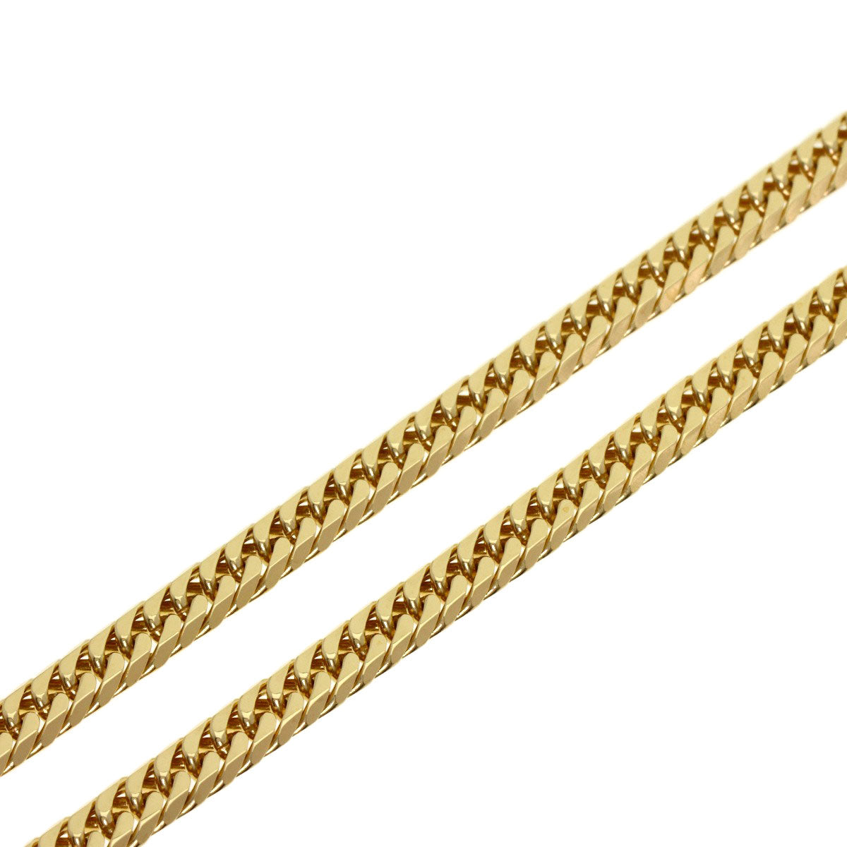 Curb chain Kihei 6-sided double Necklace K18 Yellow Gold 29.7g　mens