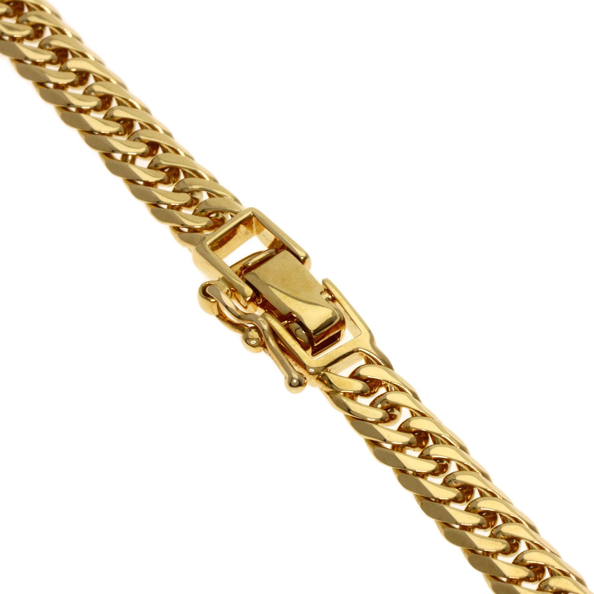 Curb chain Kihei 6-sided double Necklace K18 Yellow Gold 29.7g　mens