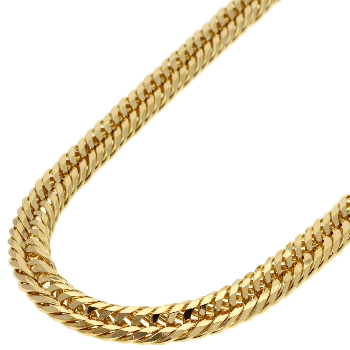 Curb chain Kihei 6-sided triple Necklace K18 Yellow Gold 101g　mens