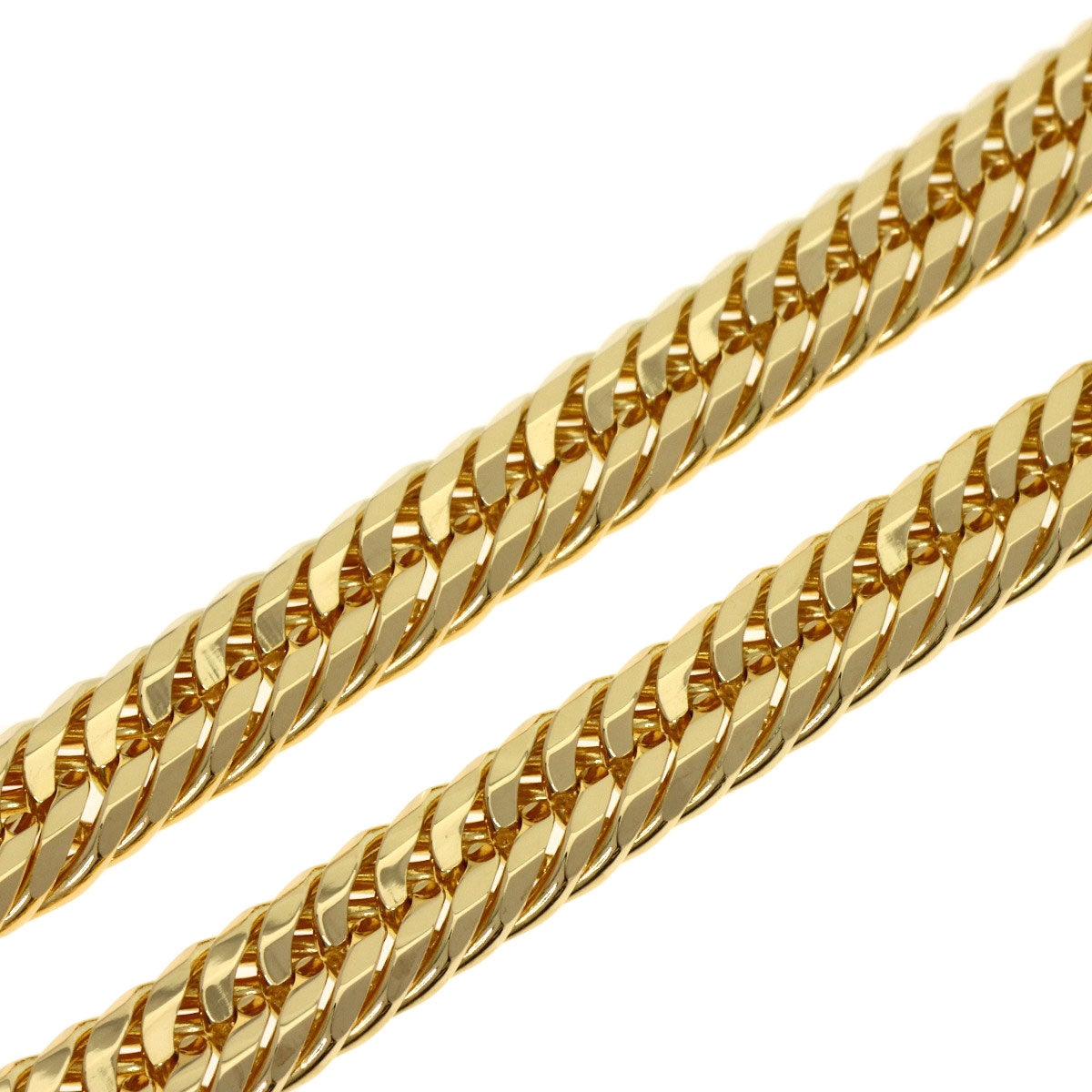 Curb chain Kihei 6-sided triple Necklace K18 Yellow Gold 101g　mens