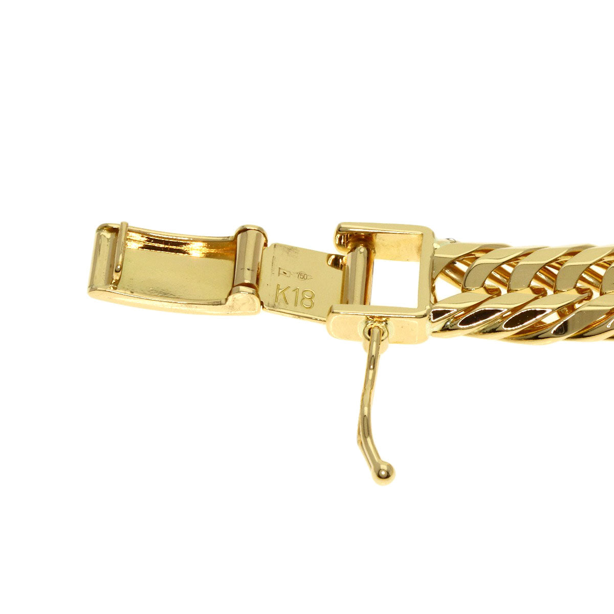 Curb chain Kihei 6-sided triple Necklace K18 Yellow Gold 101g　mens