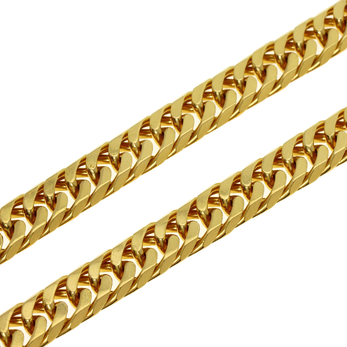 Curb chain Kihei 6-sided double Necklace K24 Yellow Gold 90.2g　mens
