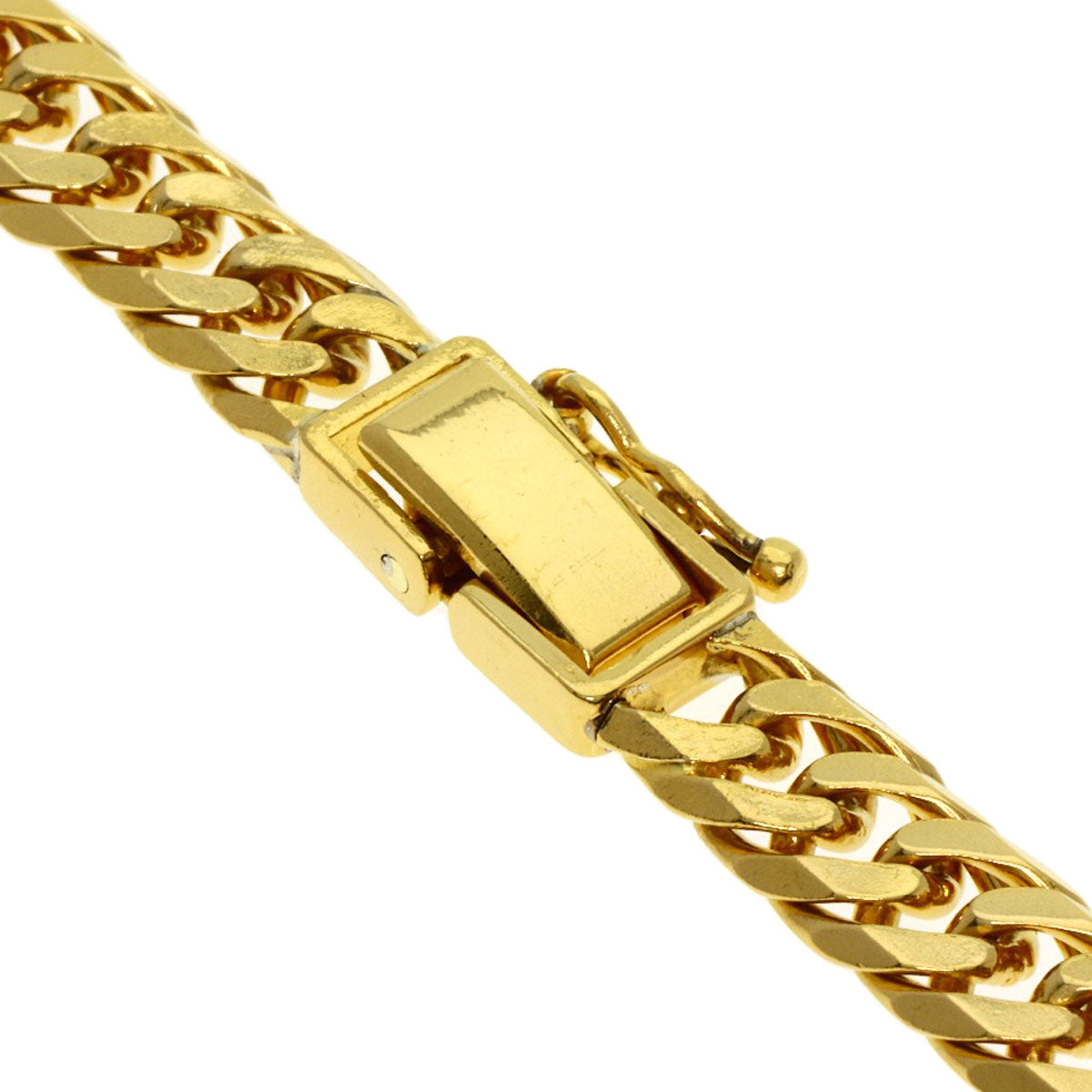 Curb chain Kihei 6-sided double Necklace K24 Yellow Gold 90.2g　mens