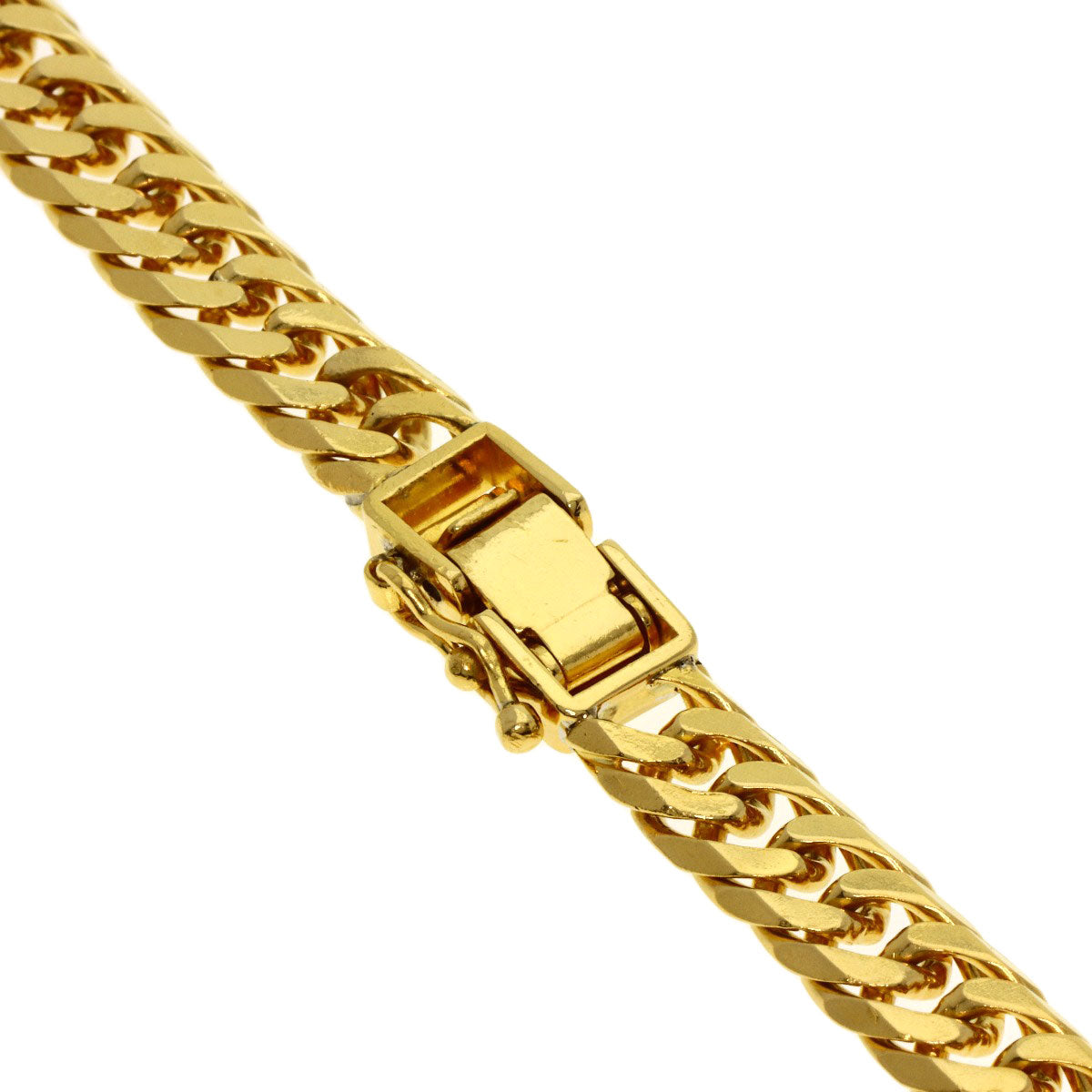 Curb chain Kihei 6-sided double Necklace K24 Yellow Gold 90.2g　mens