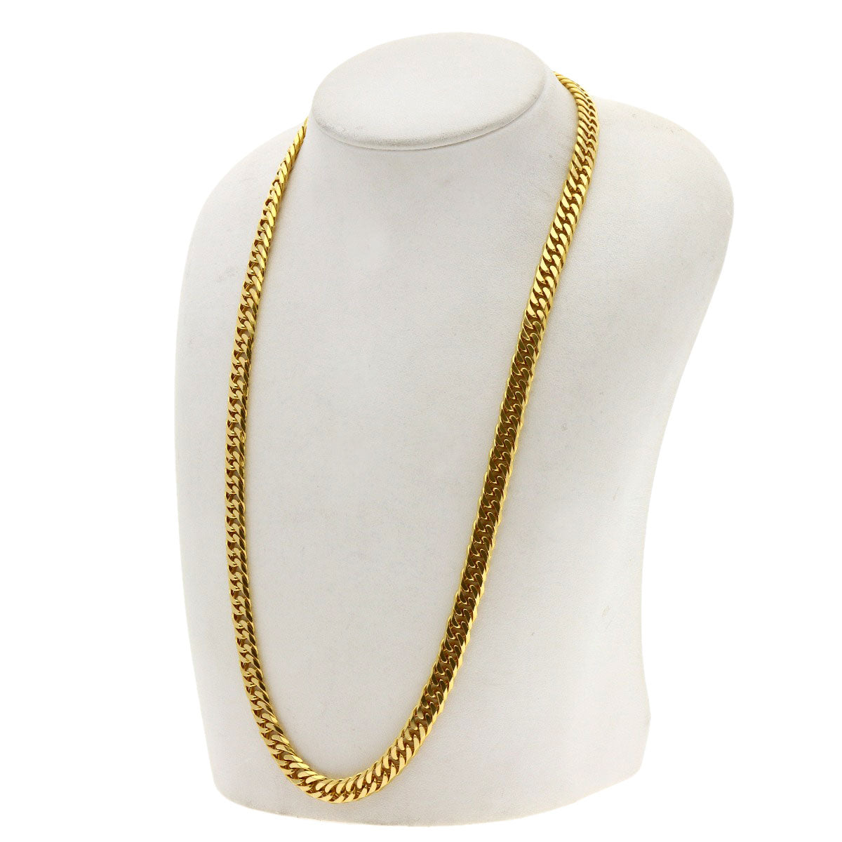 Curb chain Kihei 6-sided double Necklace K24 Yellow Gold 90.2g　mens