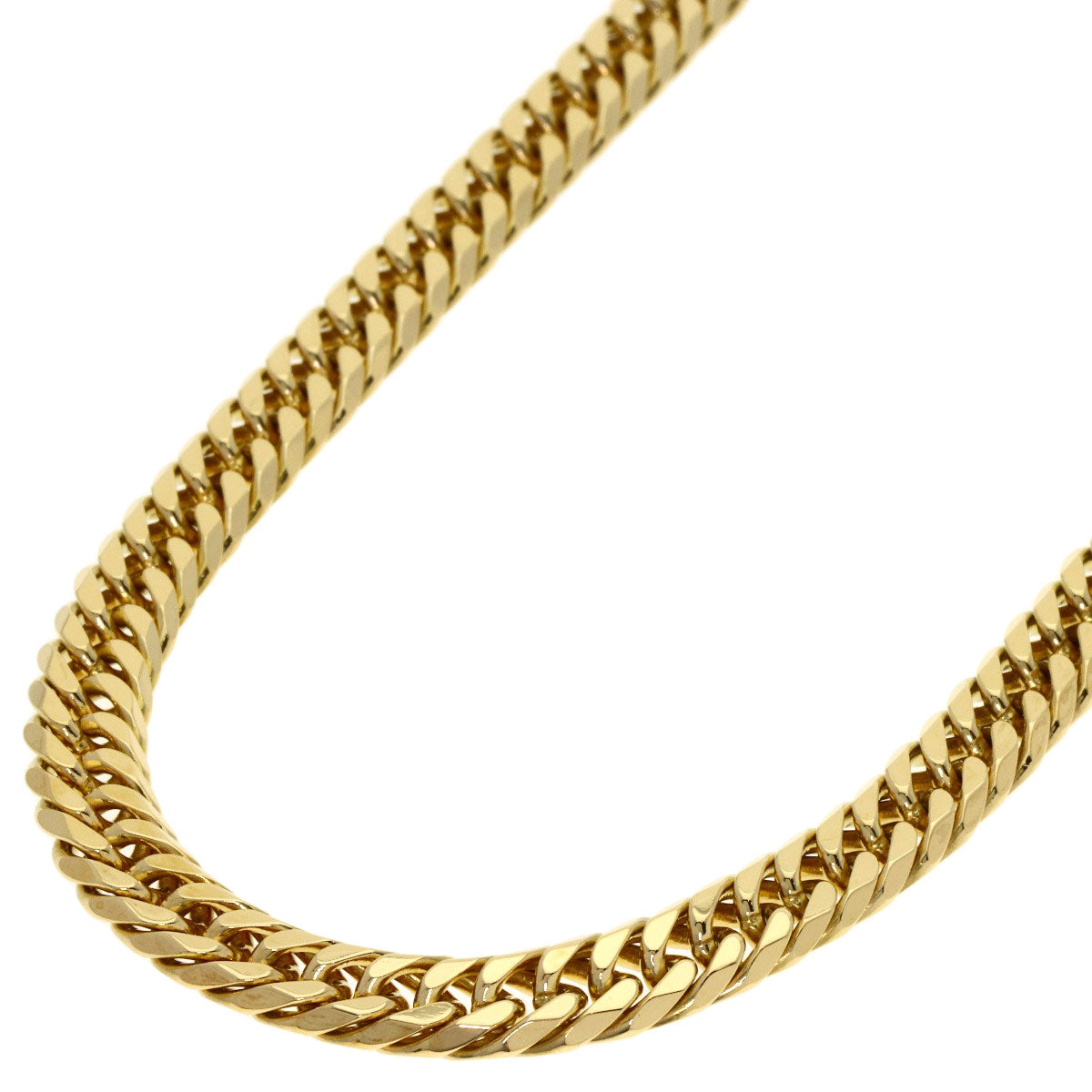 Curb chain Kihei 6-sided double Necklace K18 Yellow Gold 79.9g　mens