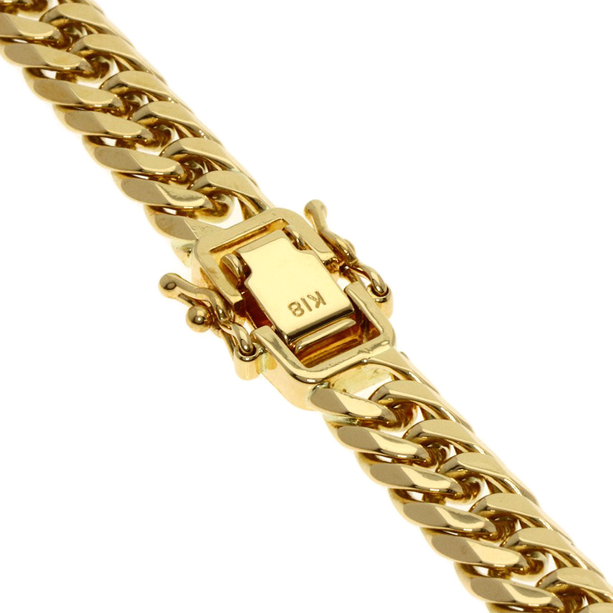 Curb chain Kihei 6-sided double Necklace K18 Yellow Gold 79.9g　mens