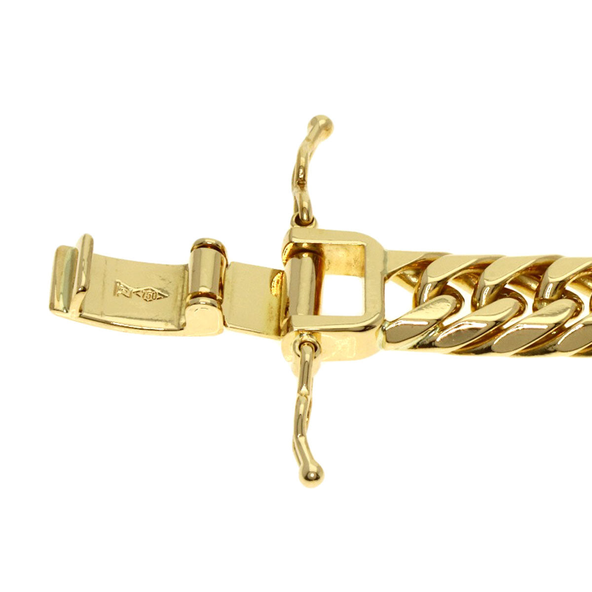 Curb chain Kihei 6-sided double Necklace K18 Yellow Gold 79.9g　mens