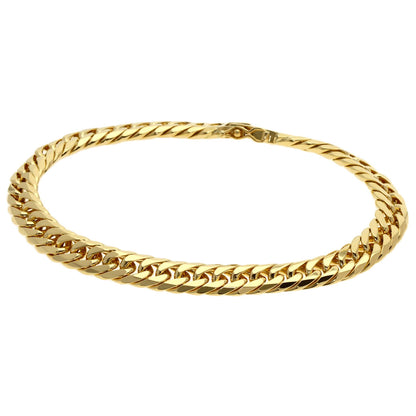 Curb chain Kihei 6-sided double Bracelet K18 Yellow Gold 29.5g　mens