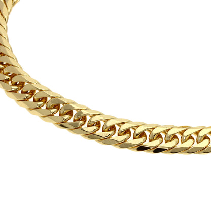 Curb chain Kihei 6-sided double Bracelet K18 Yellow Gold 29.5g　mens