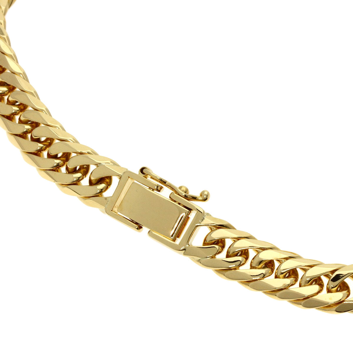 Curb chain Kihei 6-sided double Bracelet K18 Yellow Gold 29.5g　mens