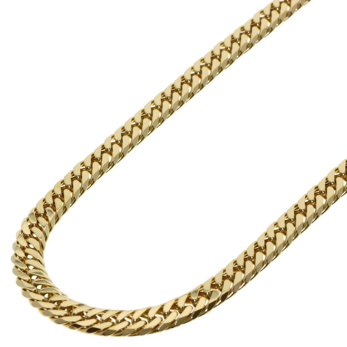 Curb chain Kihei W6 side Necklace K18 Yellow Gold 49.9g　mens