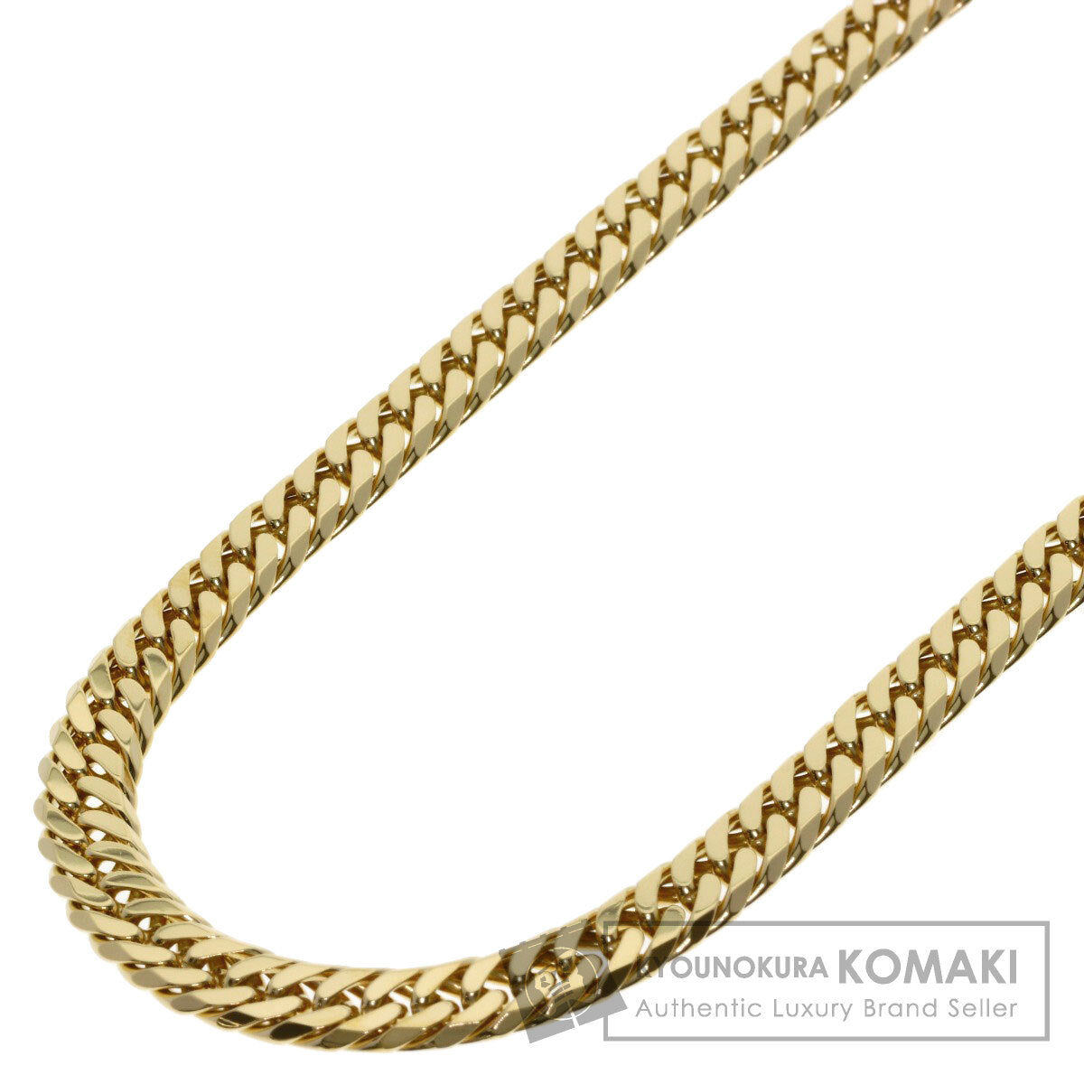 Curb chain Kihei W6 side Necklace K18 Yellow Gold 49.9g　mens