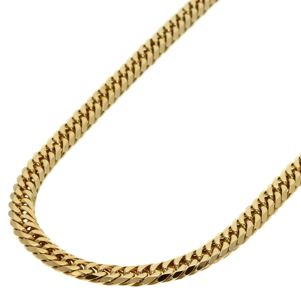 Curb chain Kihei 6-sided double Necklace K18 Yellow Gold 49.6g　mens