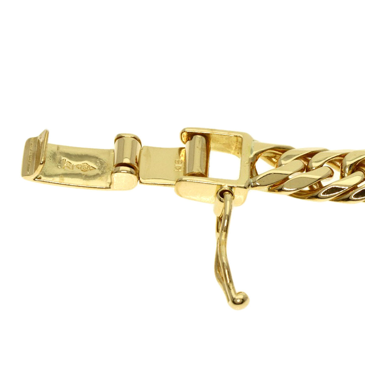 Curb chain Kihei 6-sided double Necklace K18 Yellow Gold 49.6g　mens