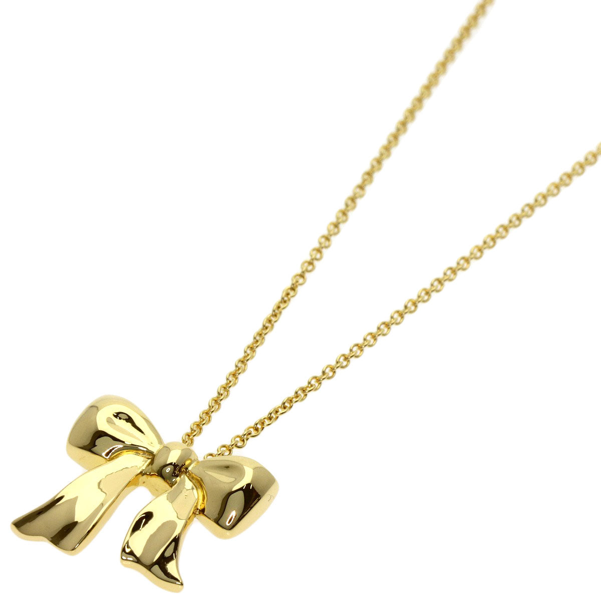 TIFFANY&Co. ribbon Necklace K18 Yellow Gold Ladies [Used]