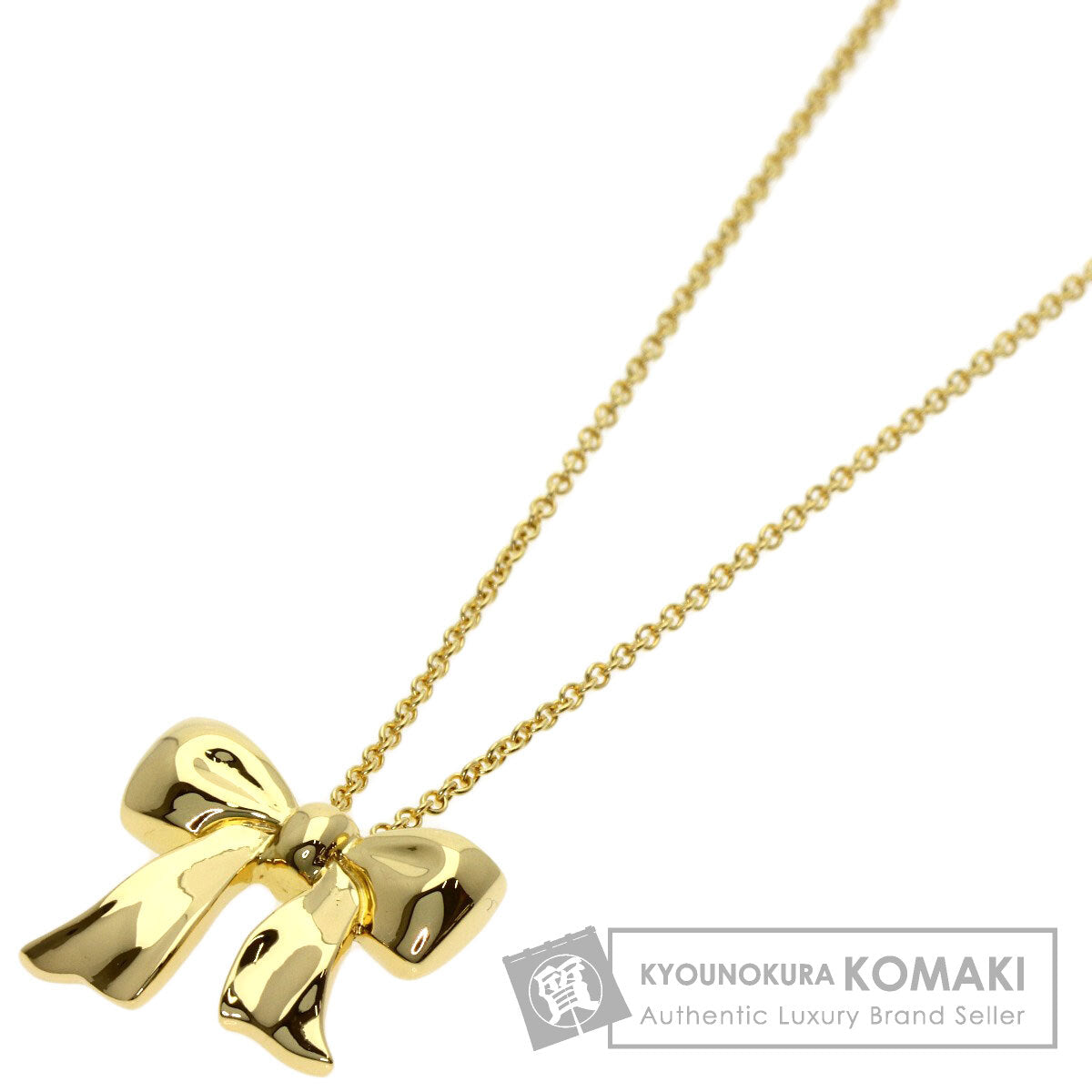 TIFFANY&Co. ribbon Necklace K18 Yellow Gold Ladies [Used]