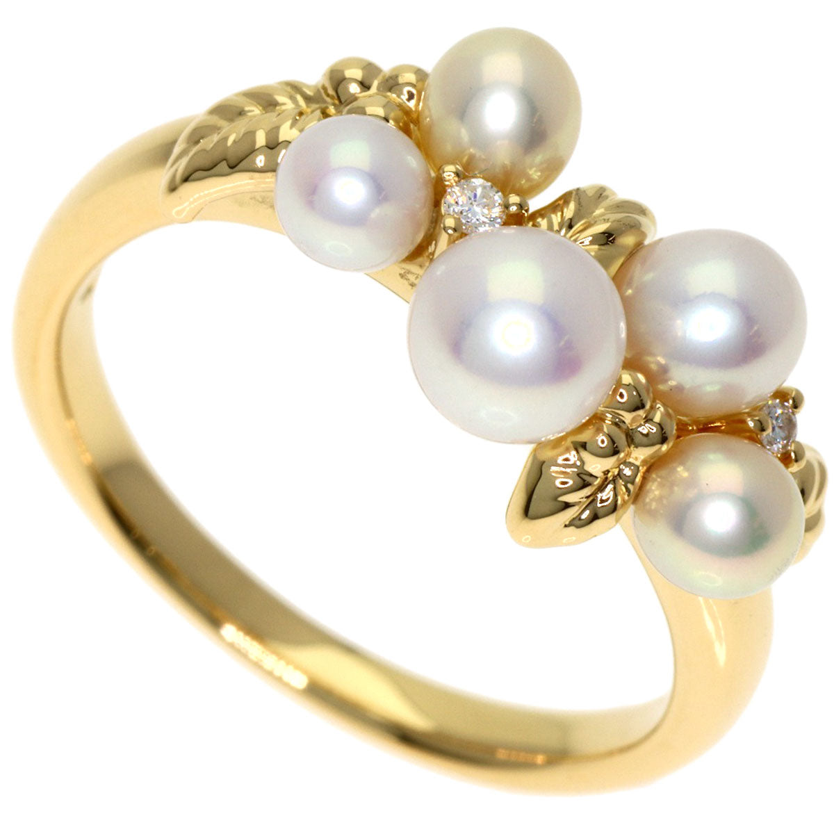 TASAKI Pearl Pearl 2P Diamond Ring K18 Yellow Gold Ladies [Used]