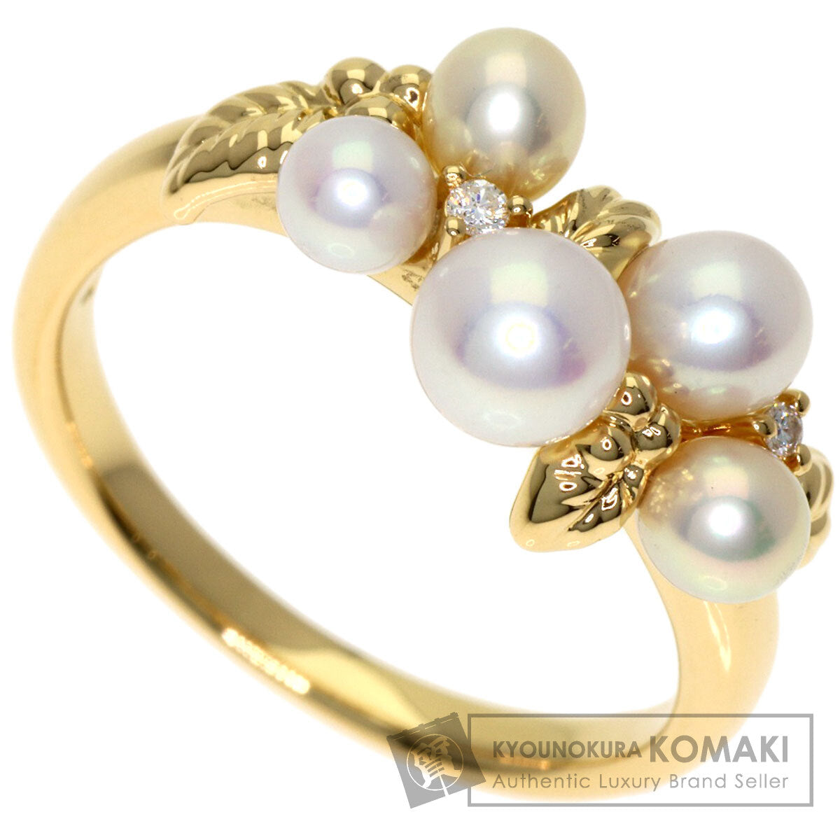 TASAKI Pearl Pearl 2P Diamond Ring K18 Yellow Gold Ladies [Used]