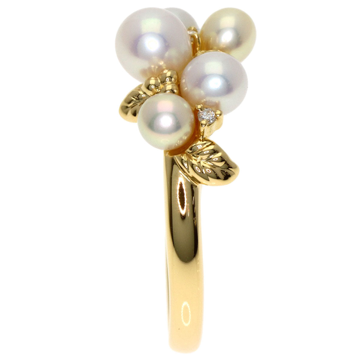 TASAKI Pearl Pearl 2P Diamond Ring K18 Yellow Gold Ladies [Used]