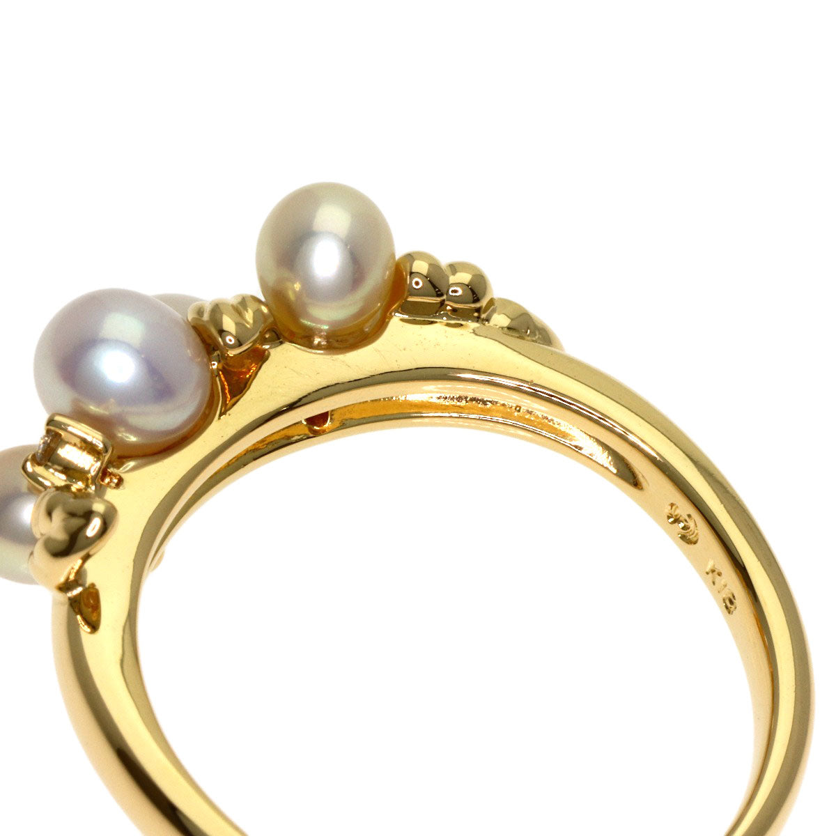 TASAKI Pearl Pearl 2P Diamond Ring K18 Yellow Gold Ladies [Used]