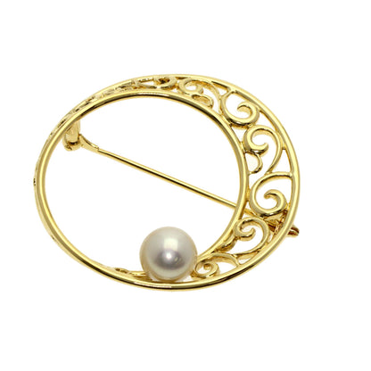 MIKIMOTO Pearl Pearl Brooch K18 Yellow Gold Ladies [Used]