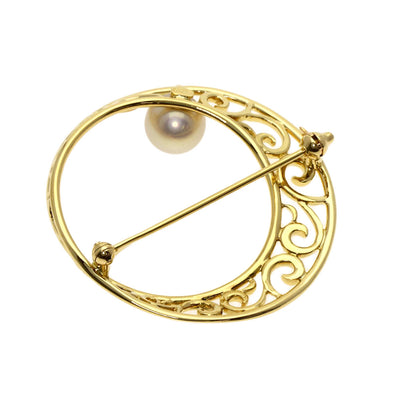 MIKIMOTO Pearl Pearl Brooch K18 Yellow Gold Ladies [Used]