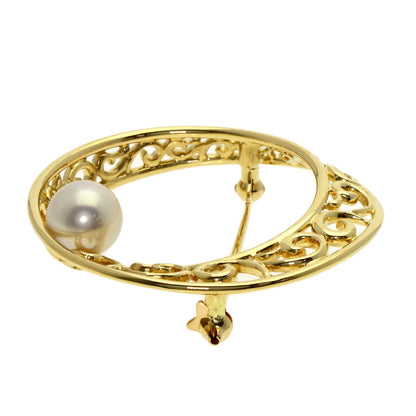 MIKIMOTO Pearl Pearl Brooch K18 Yellow Gold Ladies [Used]