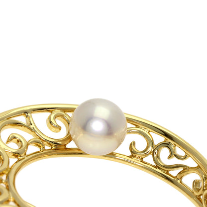 MIKIMOTO Pearl Pearl Brooch K18 Yellow Gold Ladies [Used]