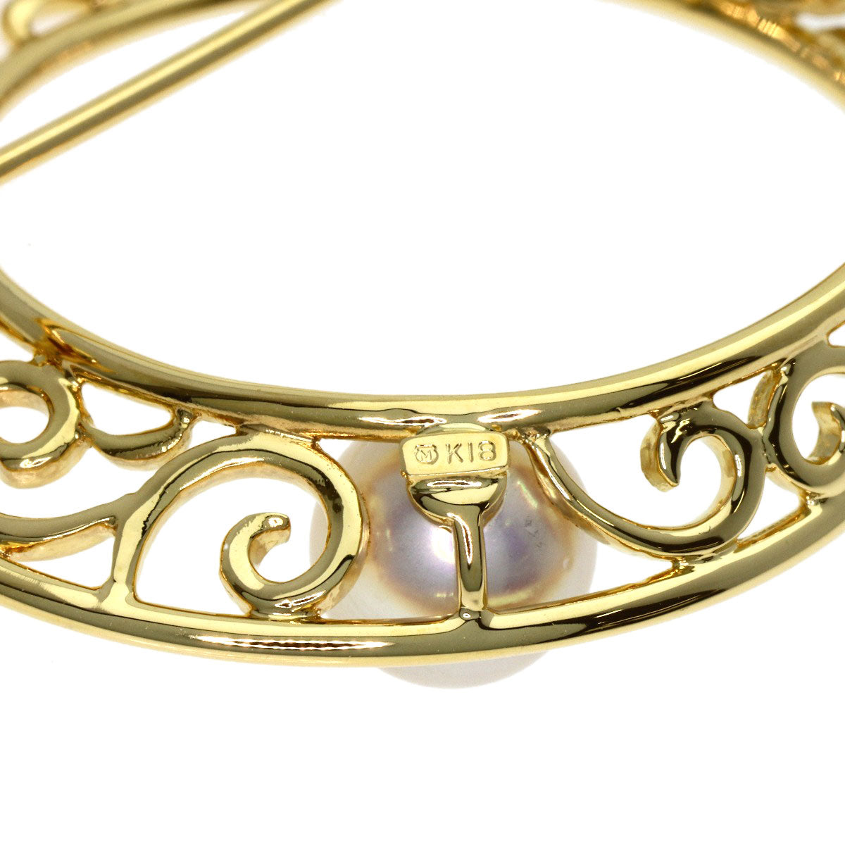 MIKIMOTO Pearl Pearl Brooch K18 Yellow Gold Ladies [Used]