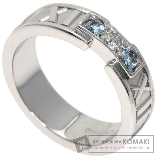 ティファニー アトラス ダイヤモンド アクアマリン リング・指輪 K18ホワイトゴールド レディース 【中古】【TIFFANY&Co.】