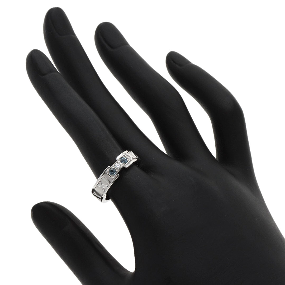 ティファニー アトラス ダイヤモンド アクアマリン リング・指輪 K18ホワイトゴールド レディース 【中古】【TIFFANY&Co.】