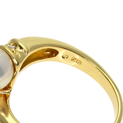 MIKIMOTO Pearl Pearl Coral Coral Diamond Ring K18 Yellow Gold Ladies [Used]
