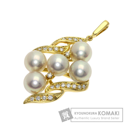 MIKIMOTO Pearl Pearl Diamond Pendant top K18 Yellow Gold Ladies [Used]