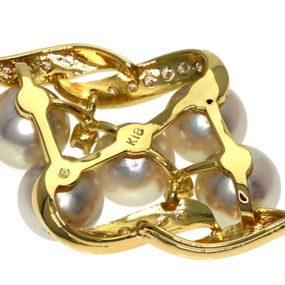 MIKIMOTO Pearl Pearl Diamond Pendant top K18 Yellow Gold Ladies [Used]