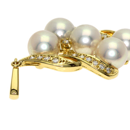 MIKIMOTO Pearl Pearl Diamond Pendant top K18 Yellow Gold Ladies [Used]