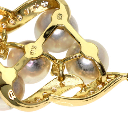 MIKIMOTO Pearl Pearl Diamond Pendant top K18 Yellow Gold Ladies [Used]