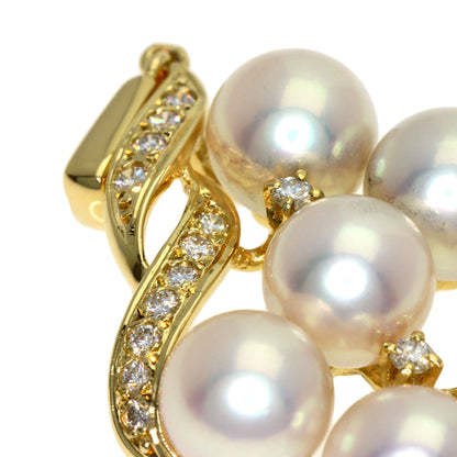MIKIMOTO Pearl Pearl Diamond Pendant top K18 Yellow Gold Ladies [Used]
